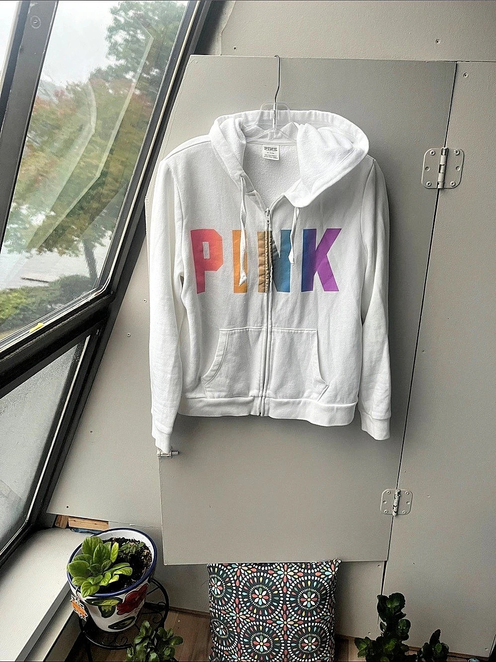 PINK Victoria's Secret PINK Rainbow Logo Full-Zip Hoodie Rainbow Logo Full-Zip